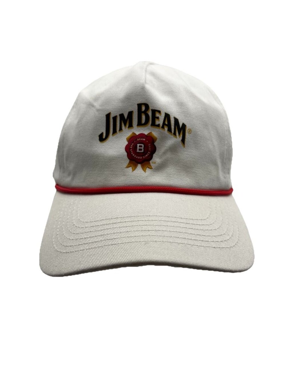 Jim Beam Whiskey Strapback Rope Trucker Hat Cap Retro Dad Logo White Vented